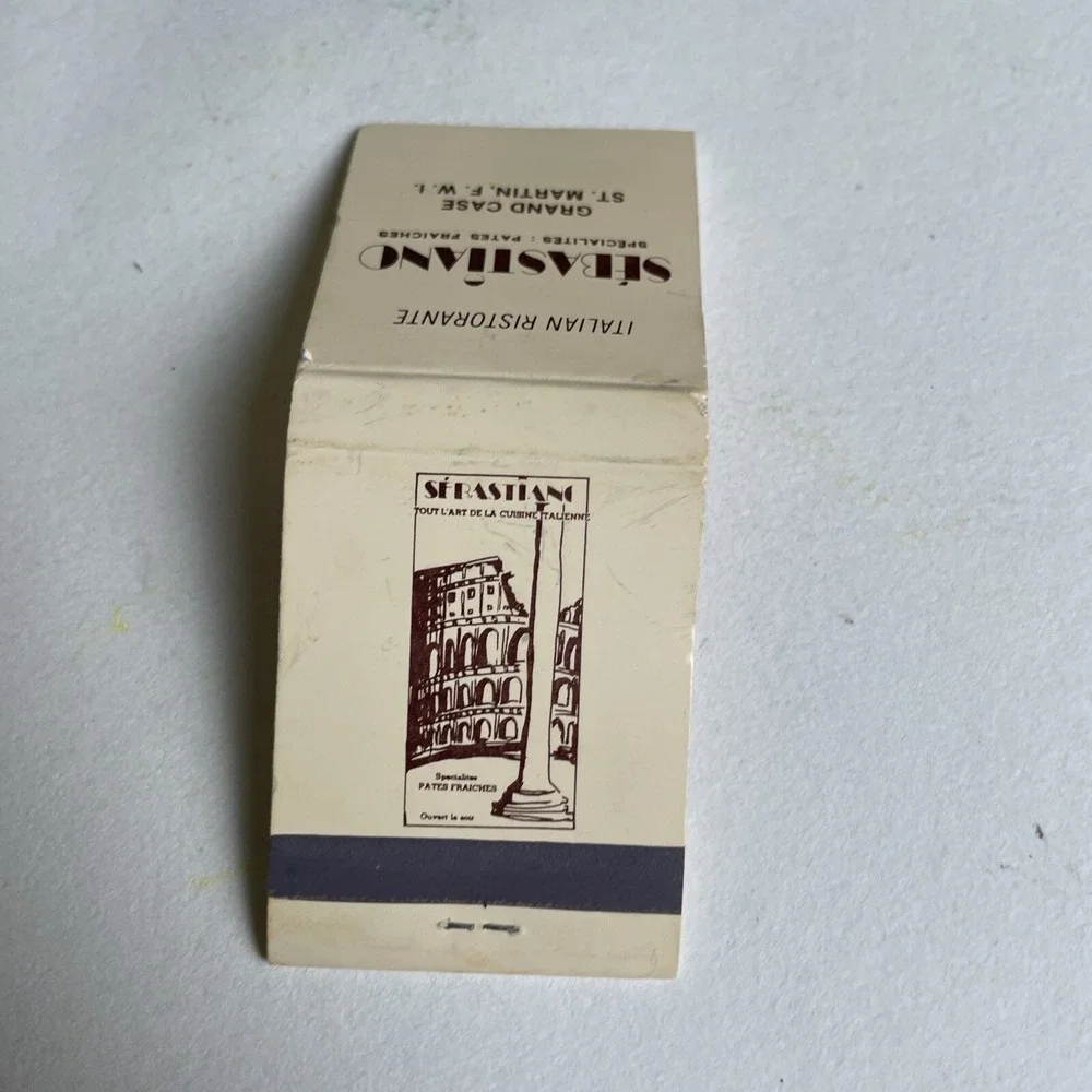 Vintage 1970 Matchbook Sebastiano Grand Case St Martin FWI Italian Restaurant